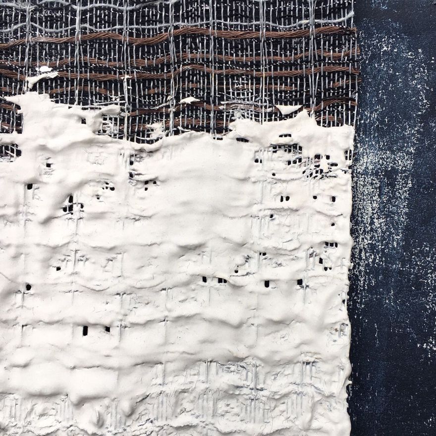 Fibreart woven textile in plaster