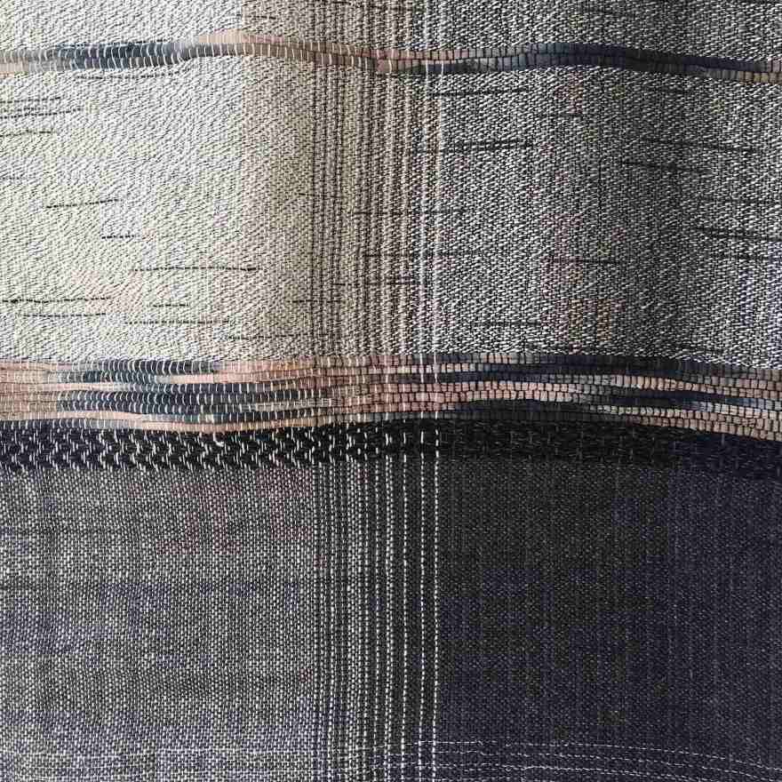 Handwoven textile art black and white