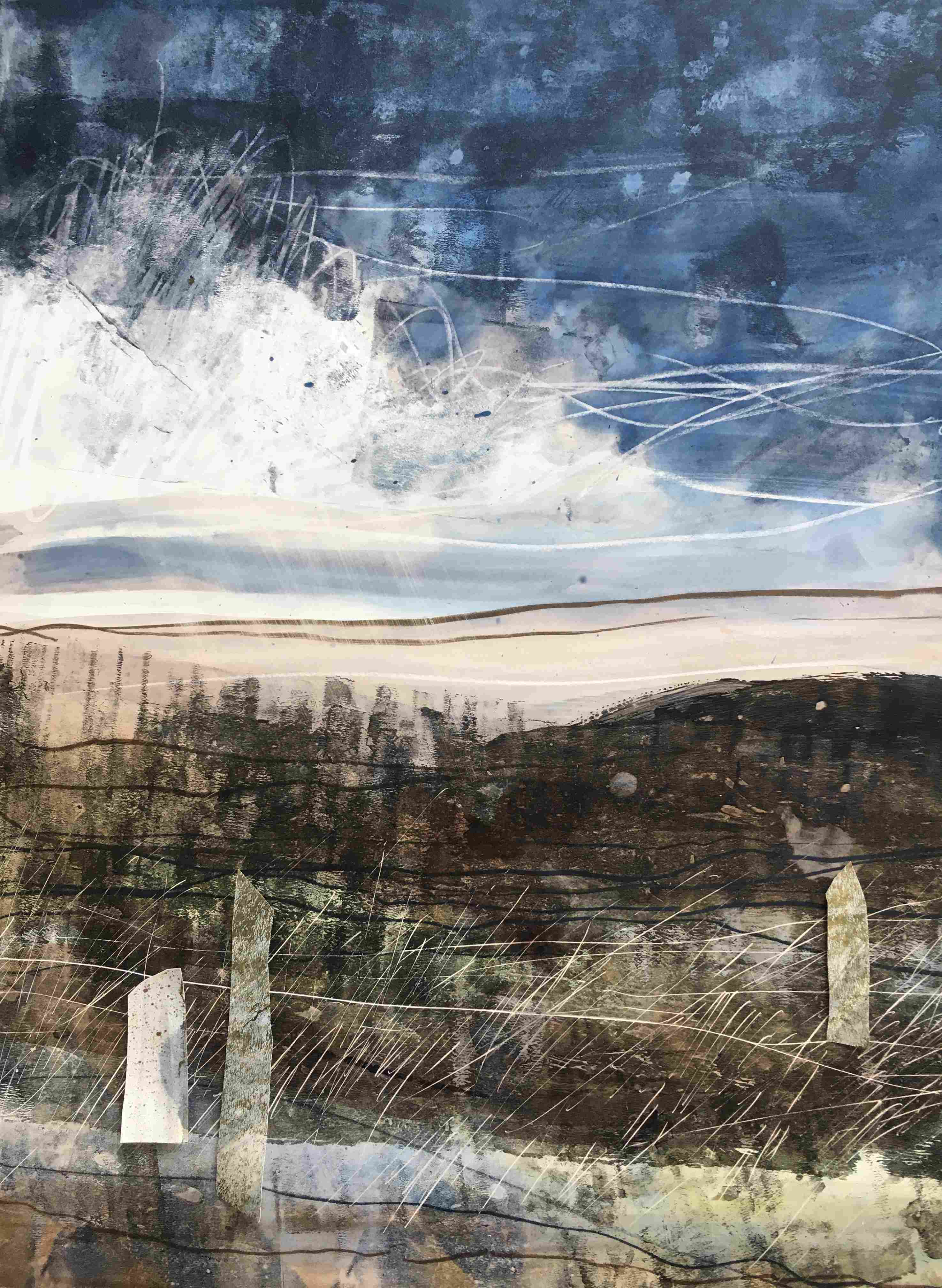 Mixed media on canvas tree collage