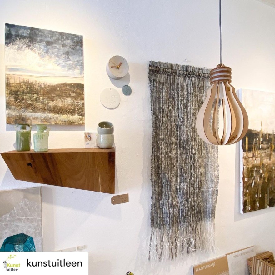 Kunstuitleen wallhanging and mixed media on board