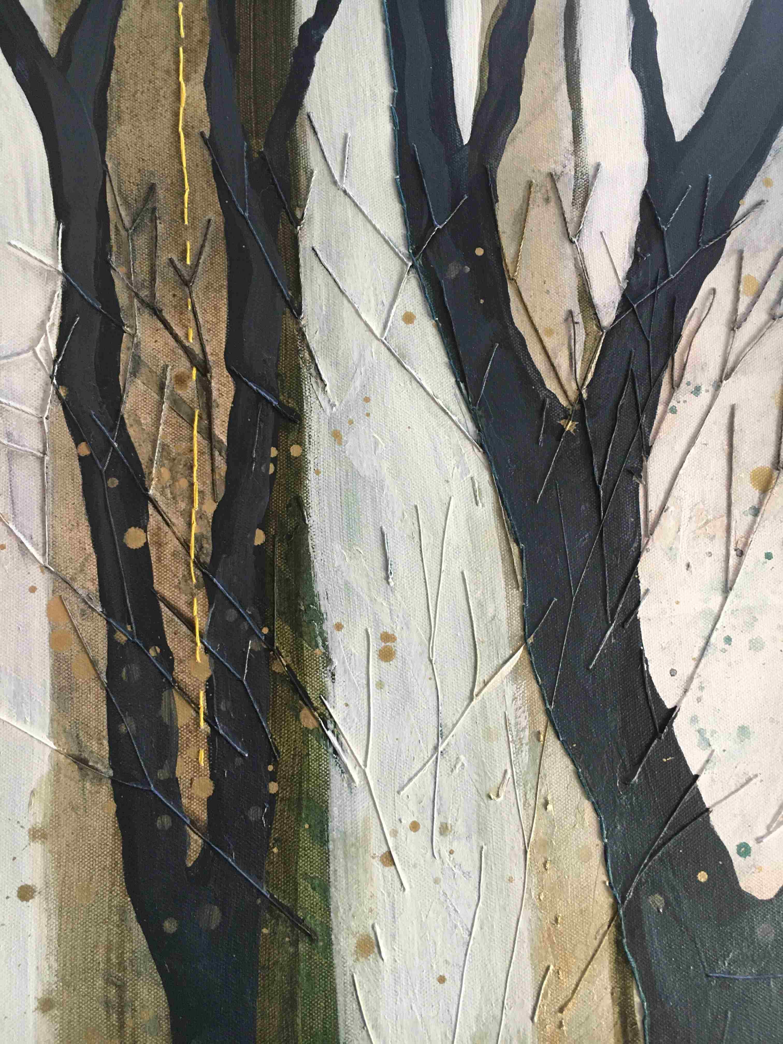 Mixed media canvas - winter trees