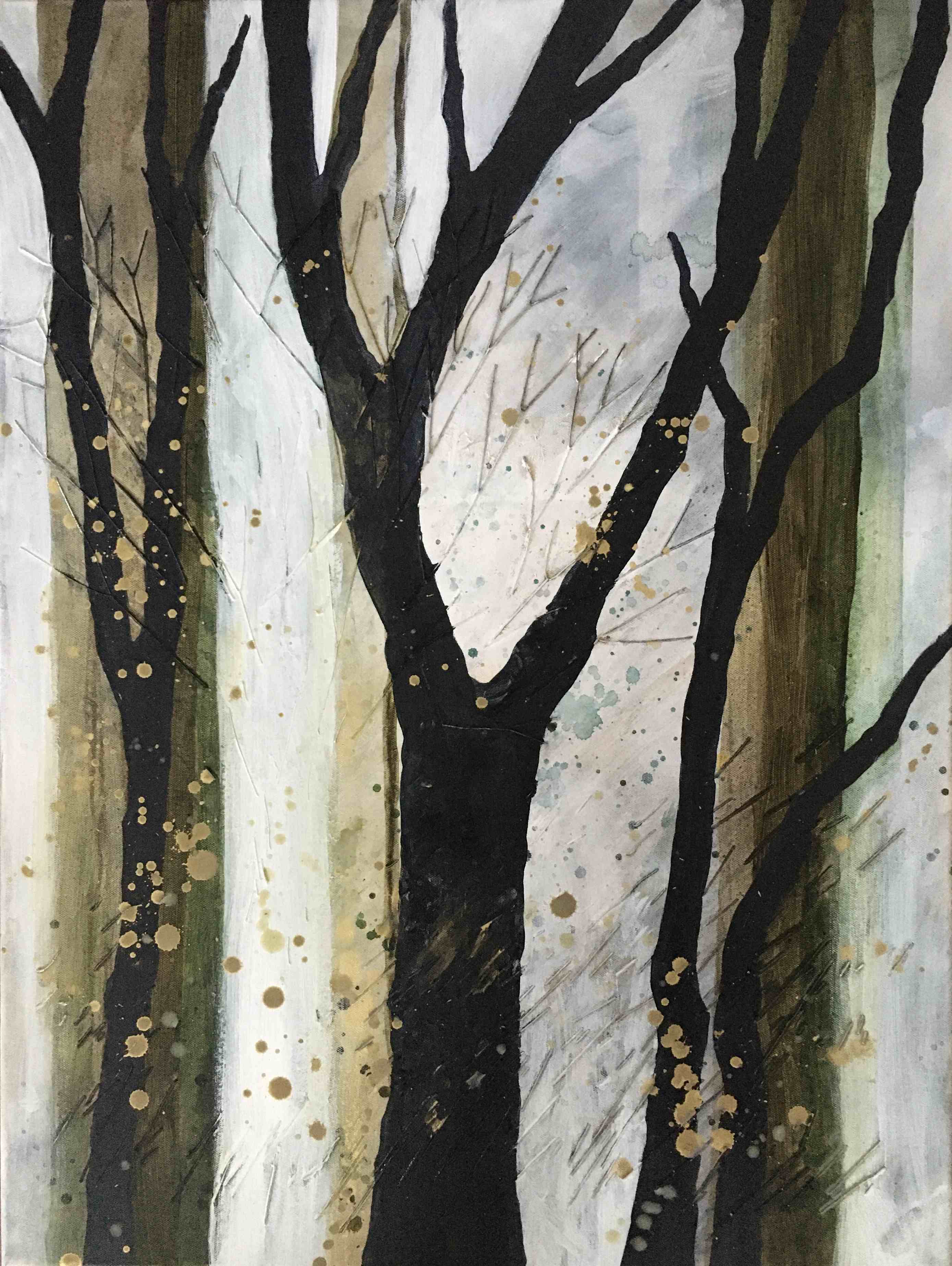 Trees mixed media canvas
