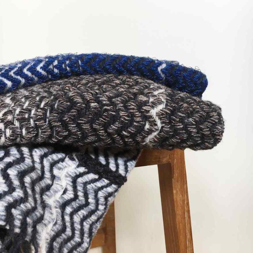 Handwoven fabric on stool detail