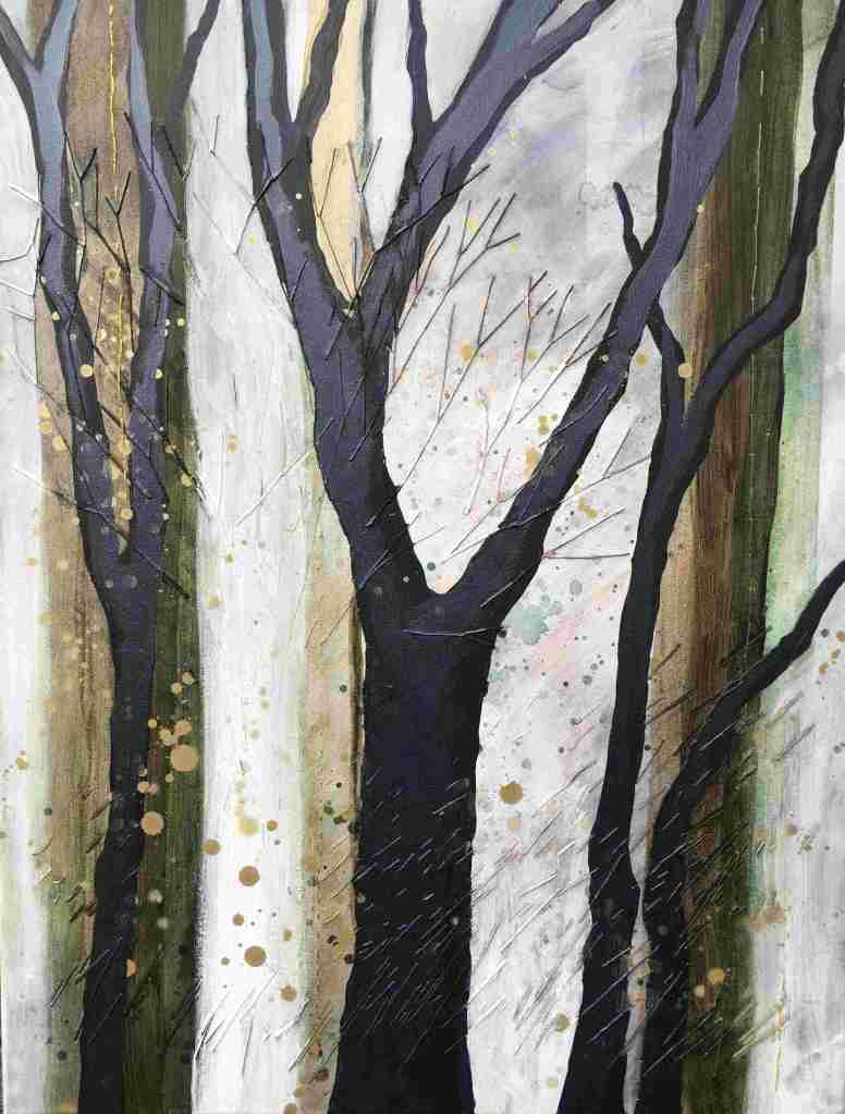 Mixed media on canvas 'Winter trees'