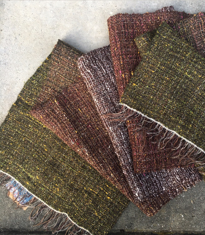 Handwoven linen, hemp, silk and wool spring scarf