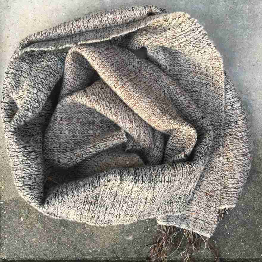 Spring scarf woven using British wool