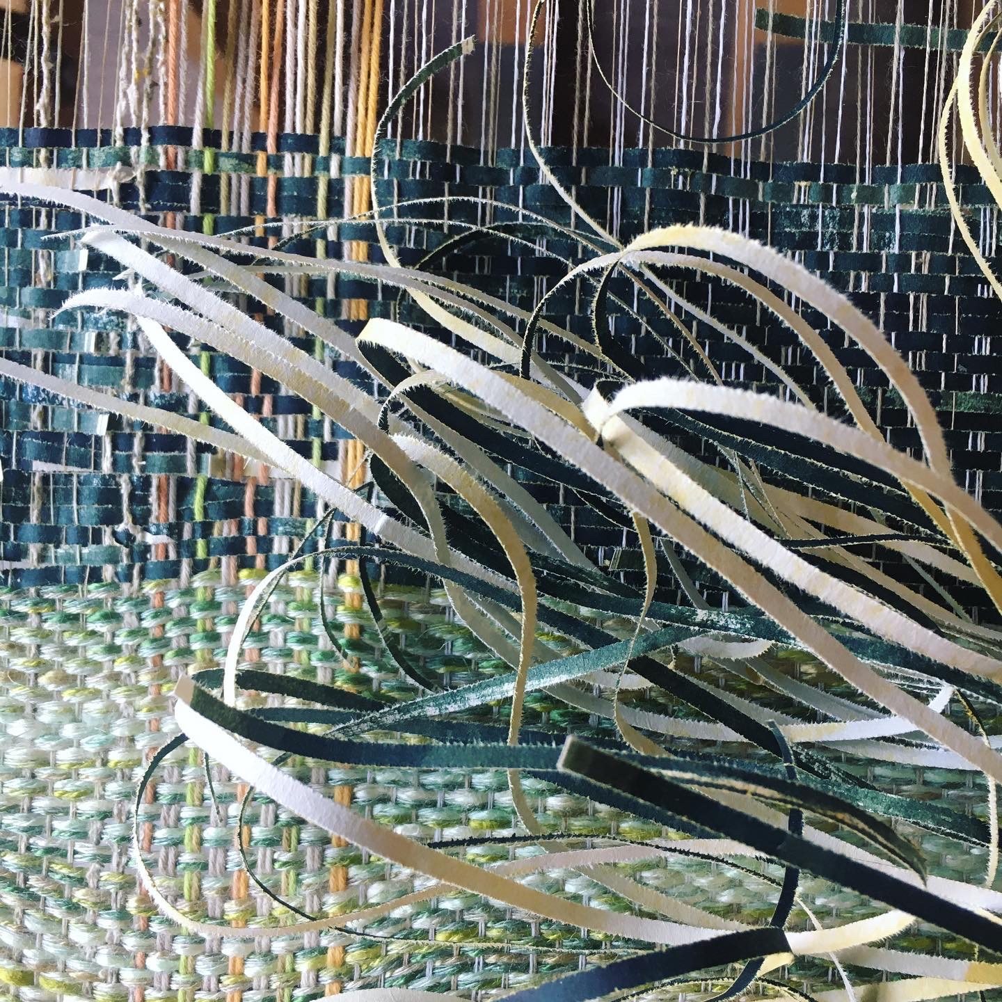 Shredded paper ready for weaving