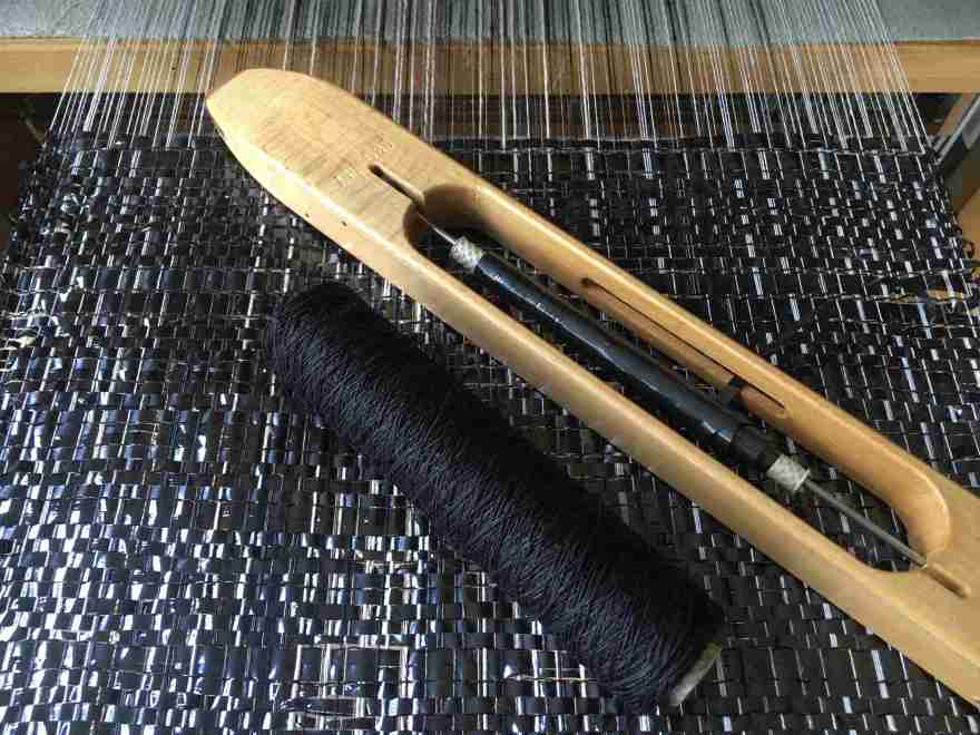 Currently on the loom mixed warp and cassette tape