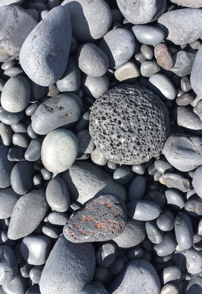 Black pebbles on the Djupalonssandur beach, Snaefellsnes peninsula, Iceland