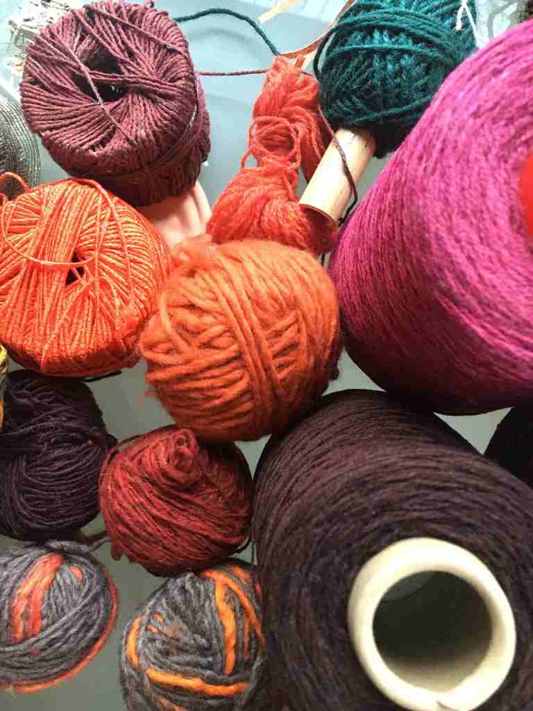 A selection of yarns for a scarf