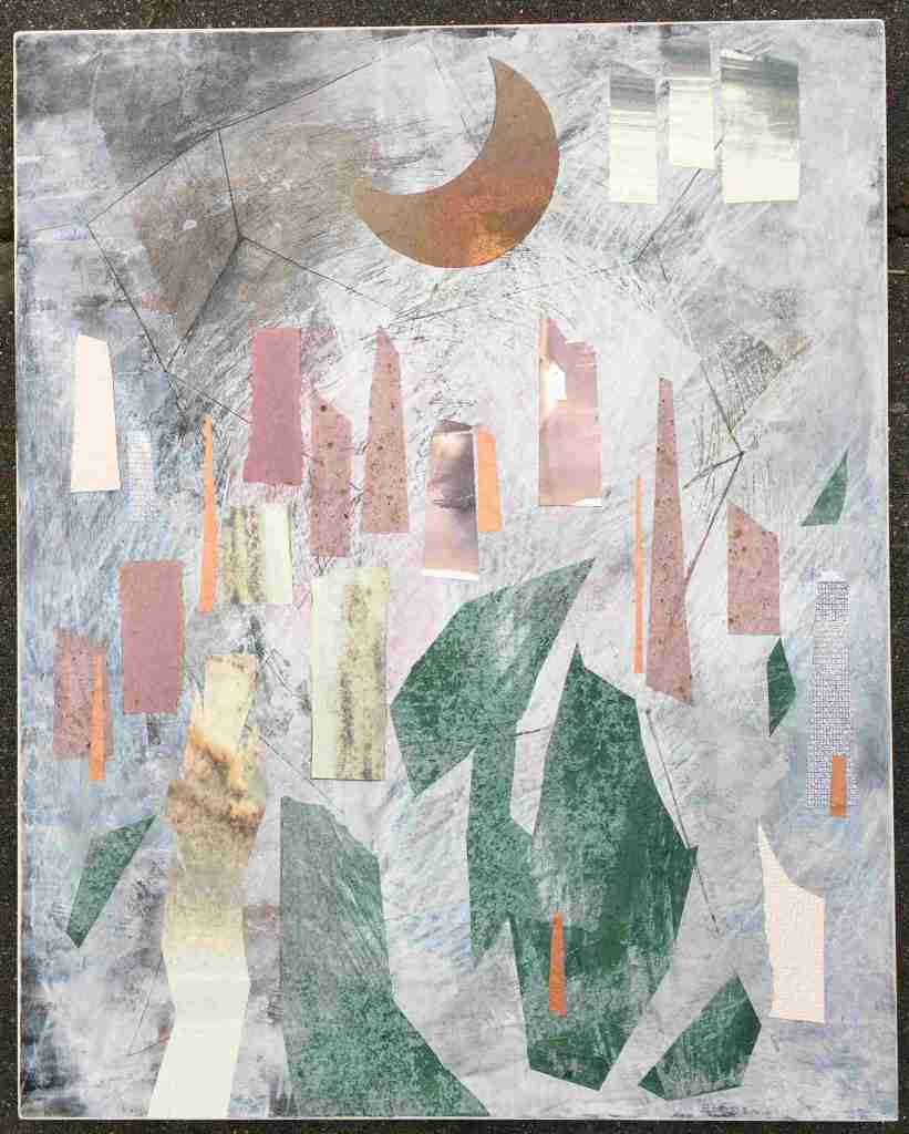 'Air', mixed media on clayboard