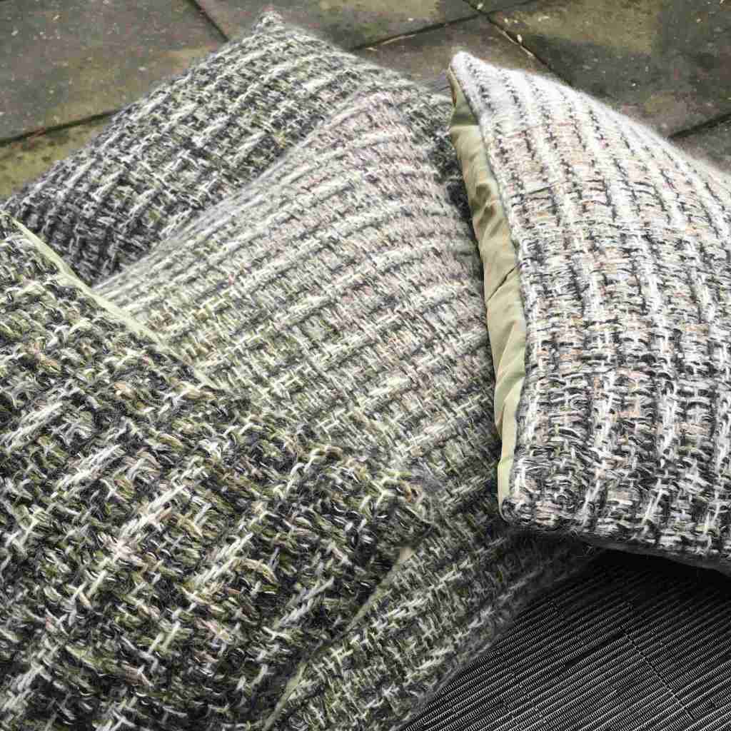 Mossy green and grey cushions