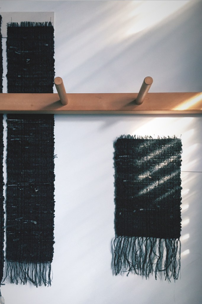 Wabi sabi sunlight on woven pieces
