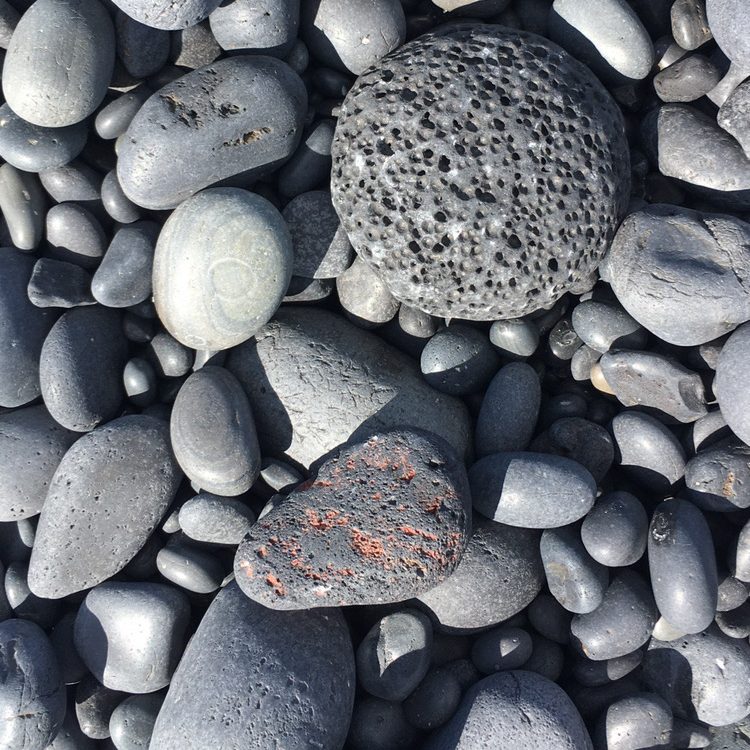 Black pebbles on the Djupalonssandur beach, Snaefellsnes peninsula, Iceland