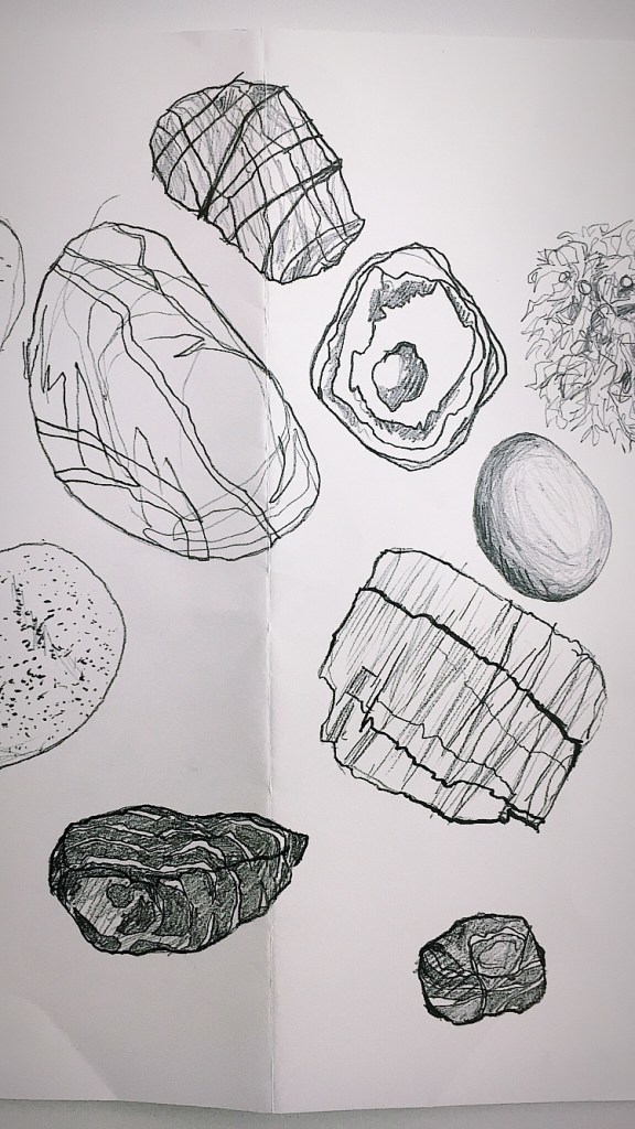 Pencil sketches from pebbles