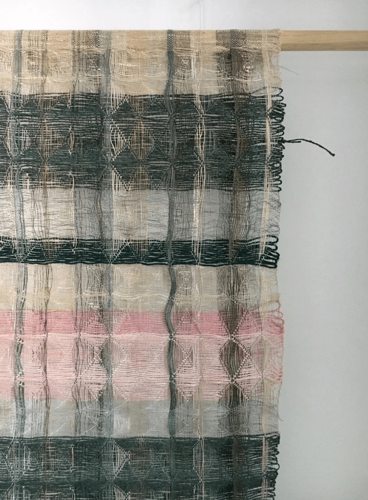 Honeycomb weave in pink and green