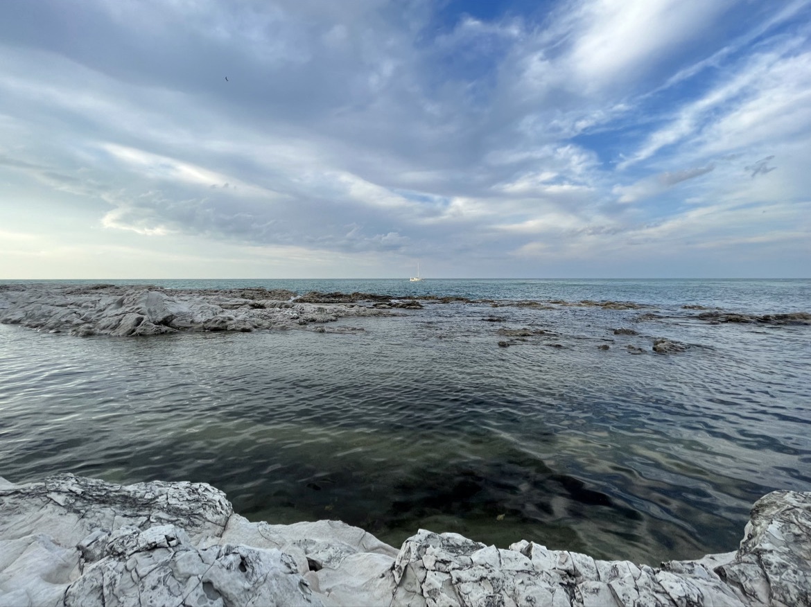 View out to sea at Spiaggia del Passetto, Ancona