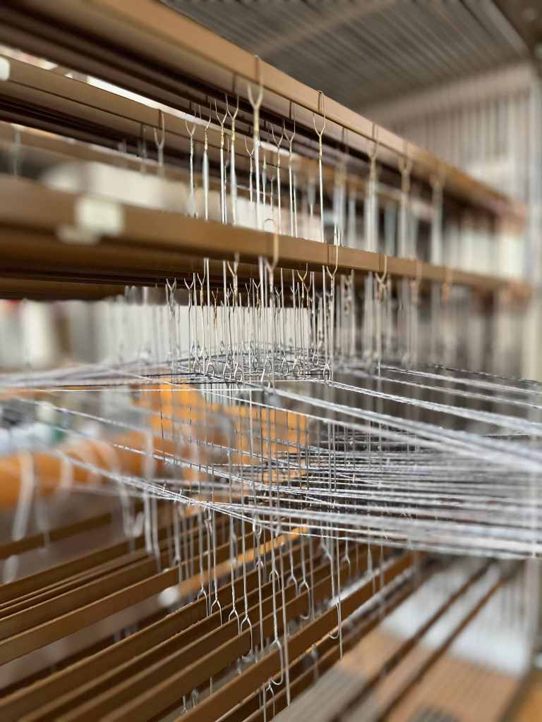 Detail of heddles on the loom