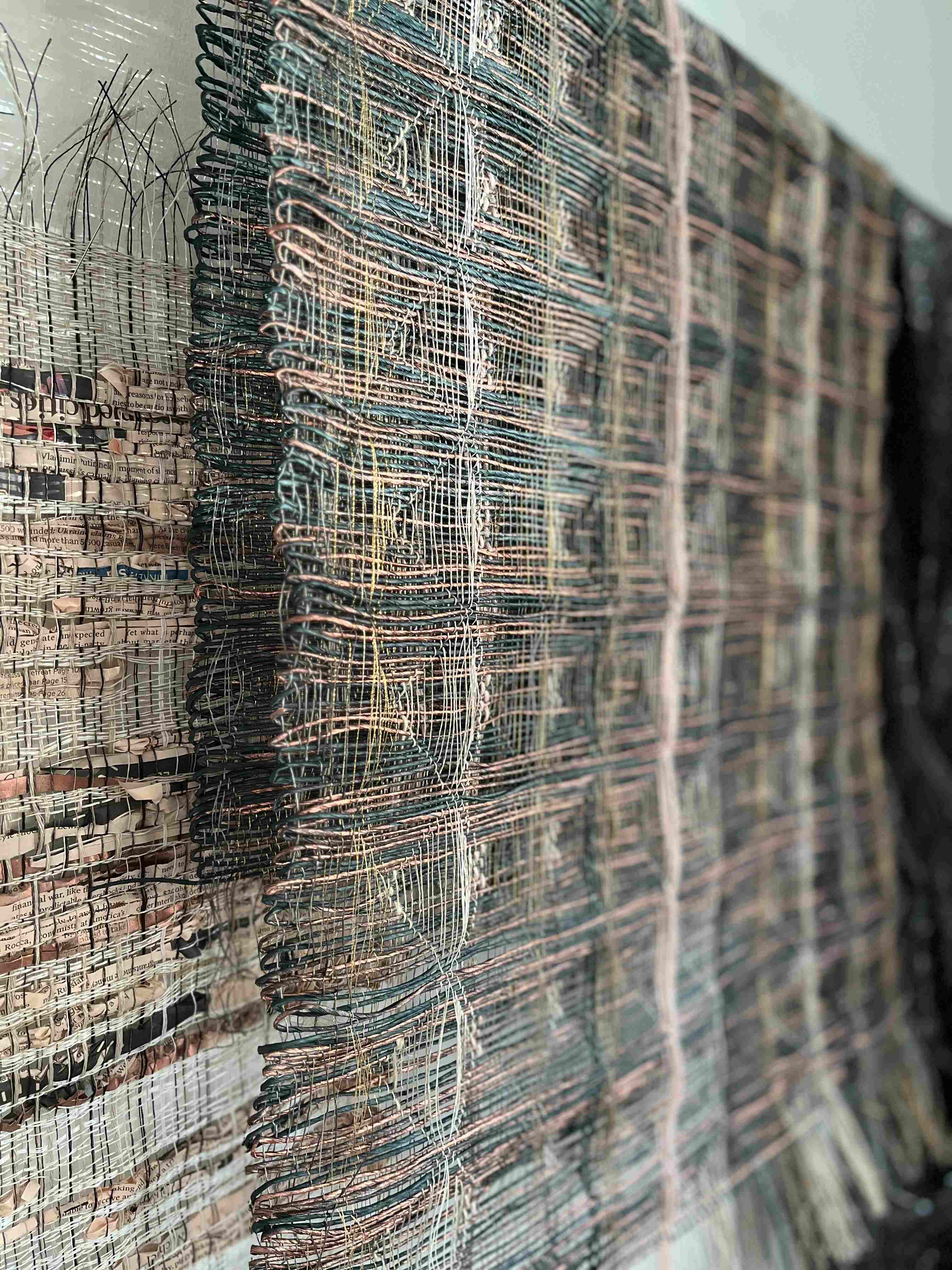 Woven paper yarn and honeycomb weave