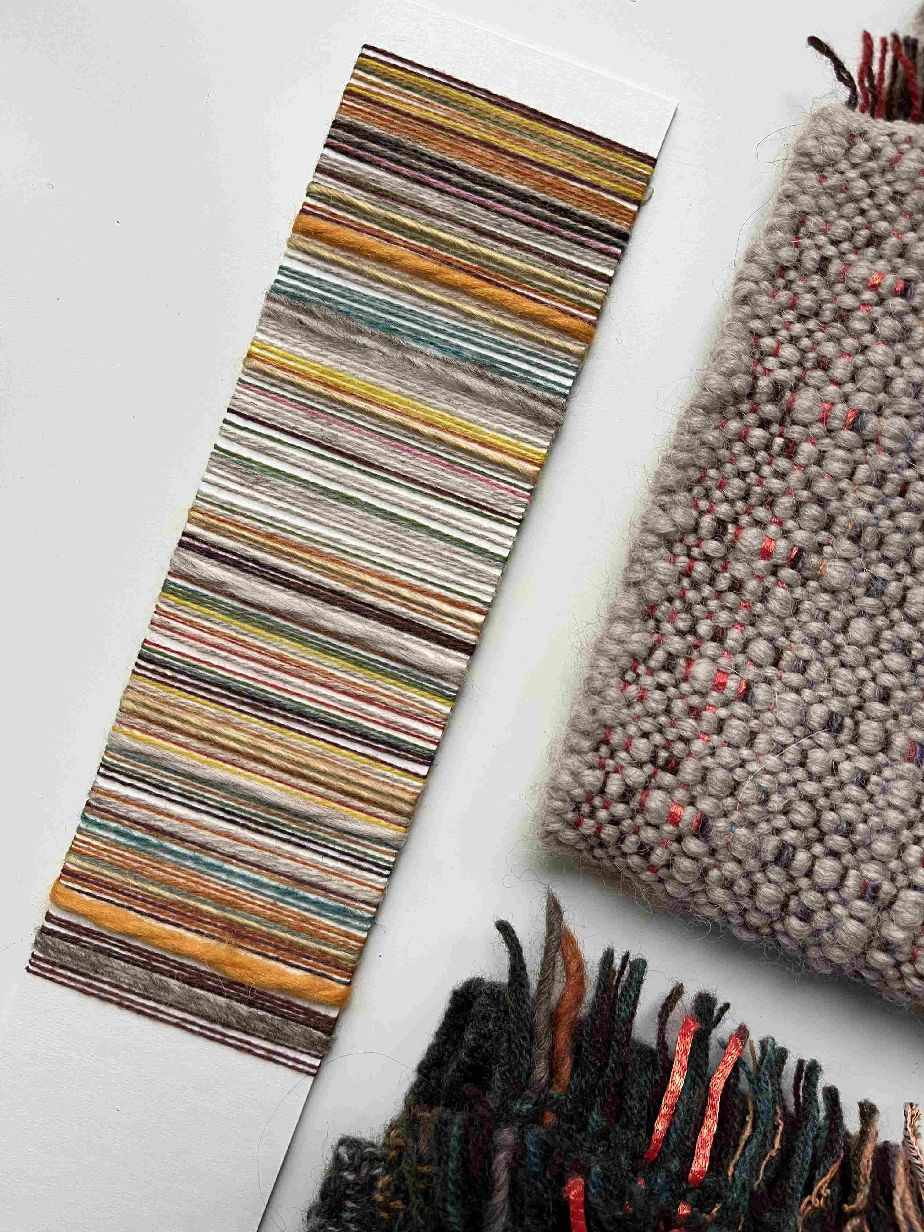 Yarn wrapping for commissioned handwoven scarf