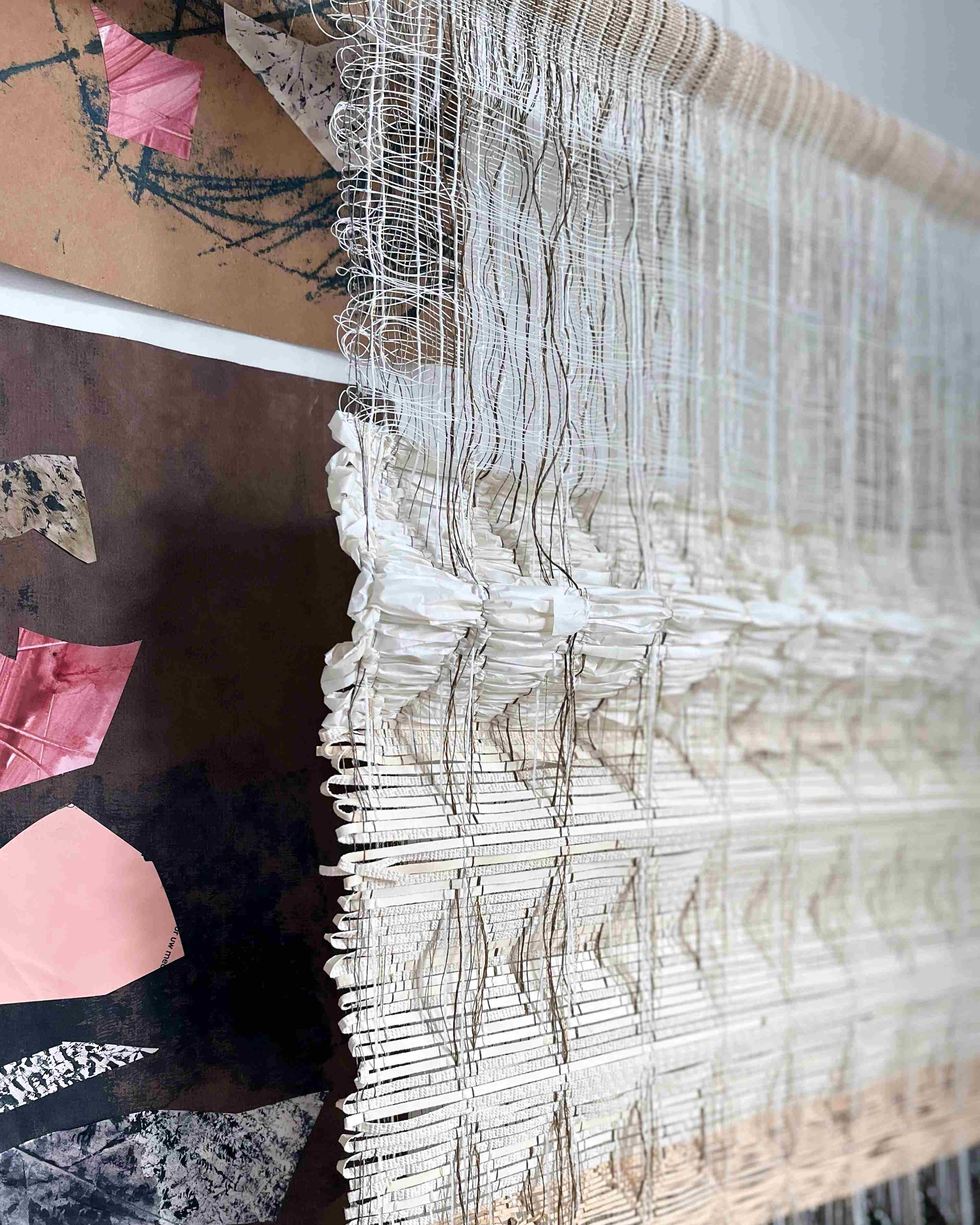 Detail of paper honeycomb wall hanging