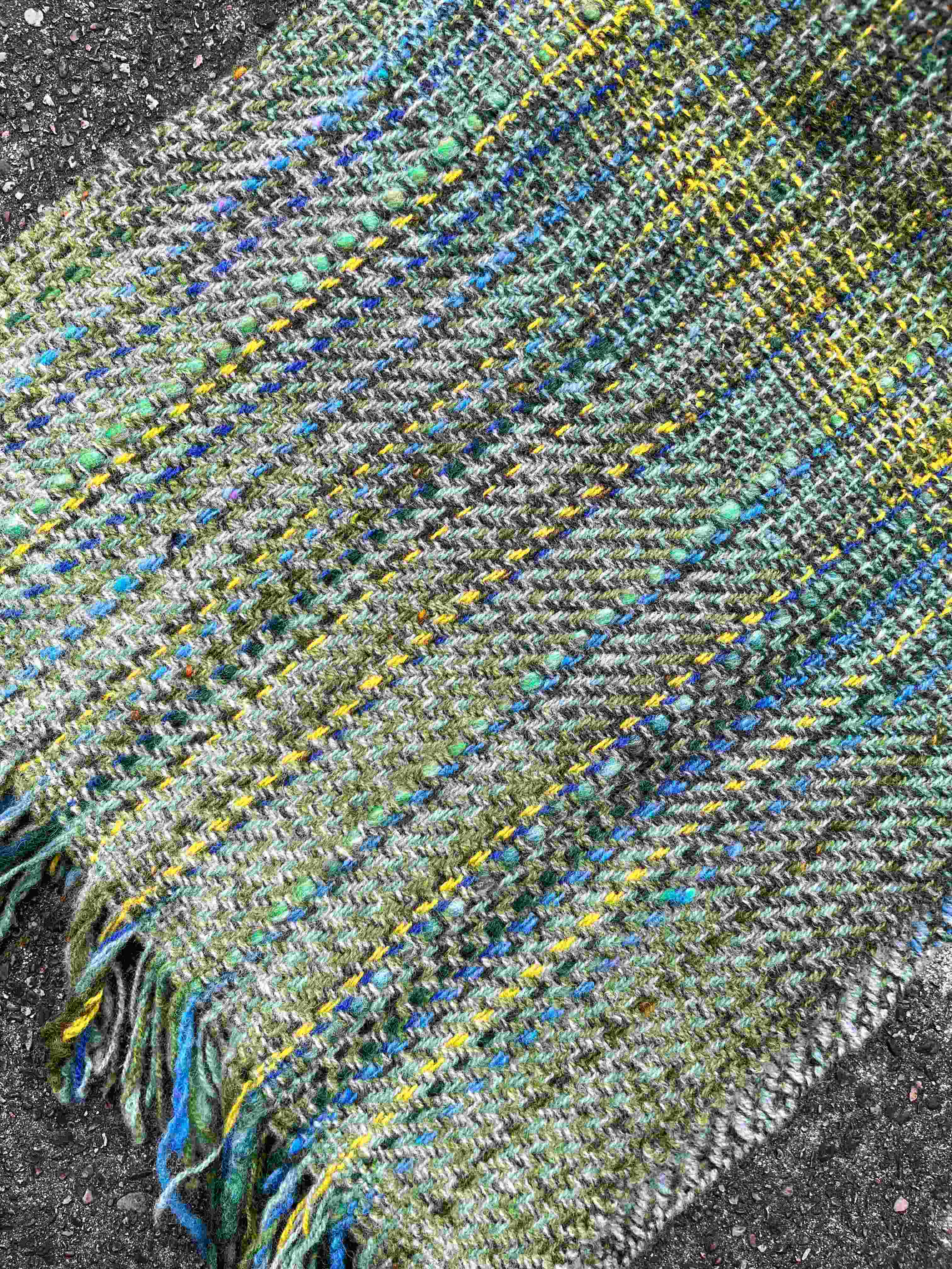 Twill weave in blues and greens