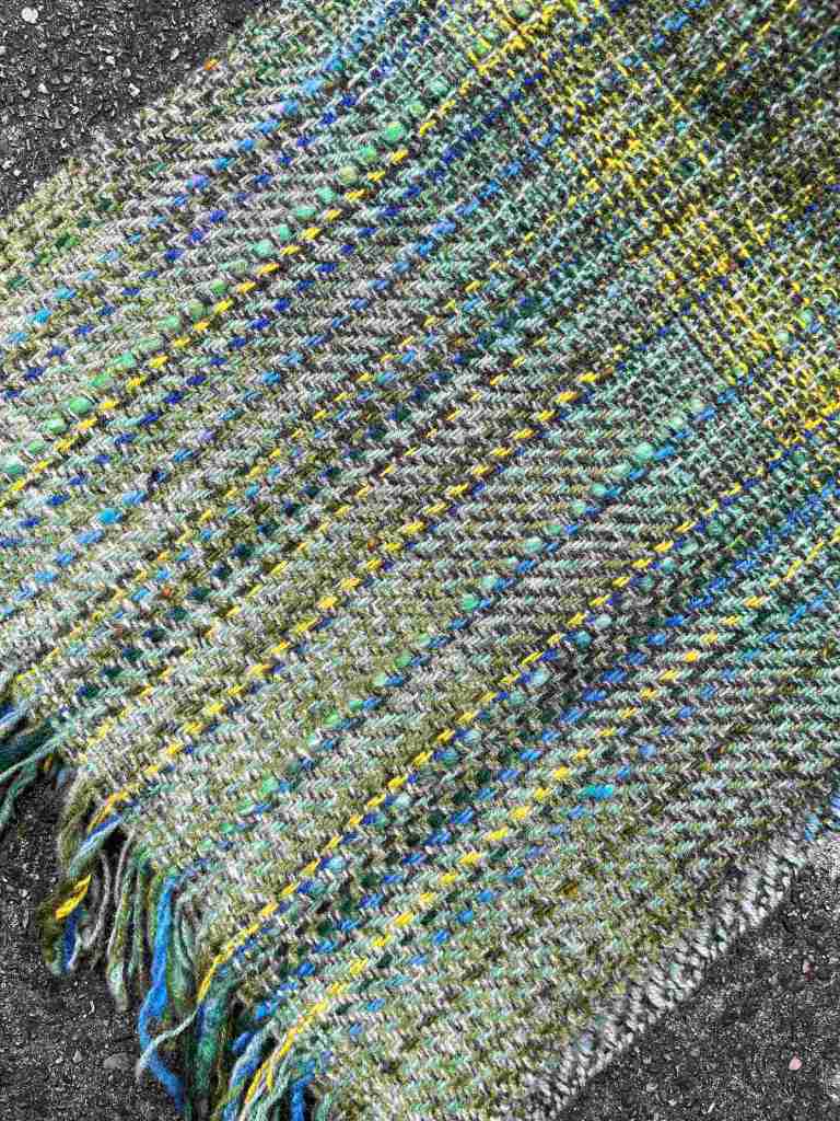 Twill weave in blues and greens