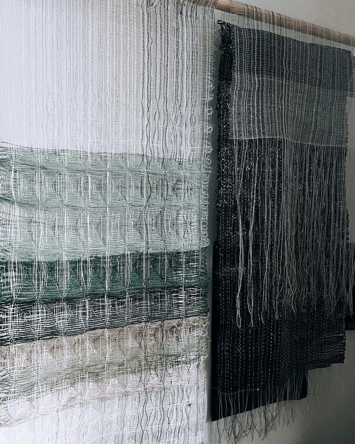 Honeycomb and cassette tape woven wall hangings