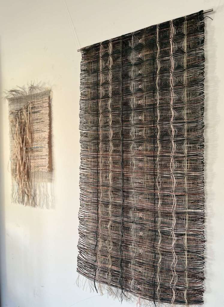 Woven paper honeycomb wall hanging