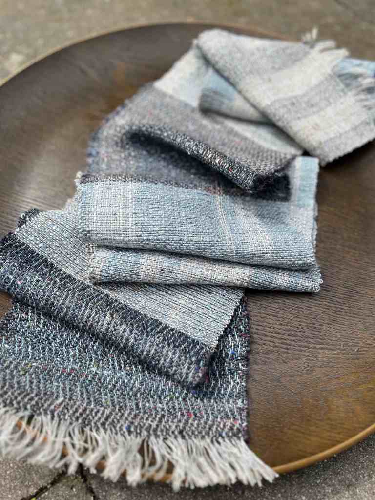 Handwoven silk, linen and cotton scarf