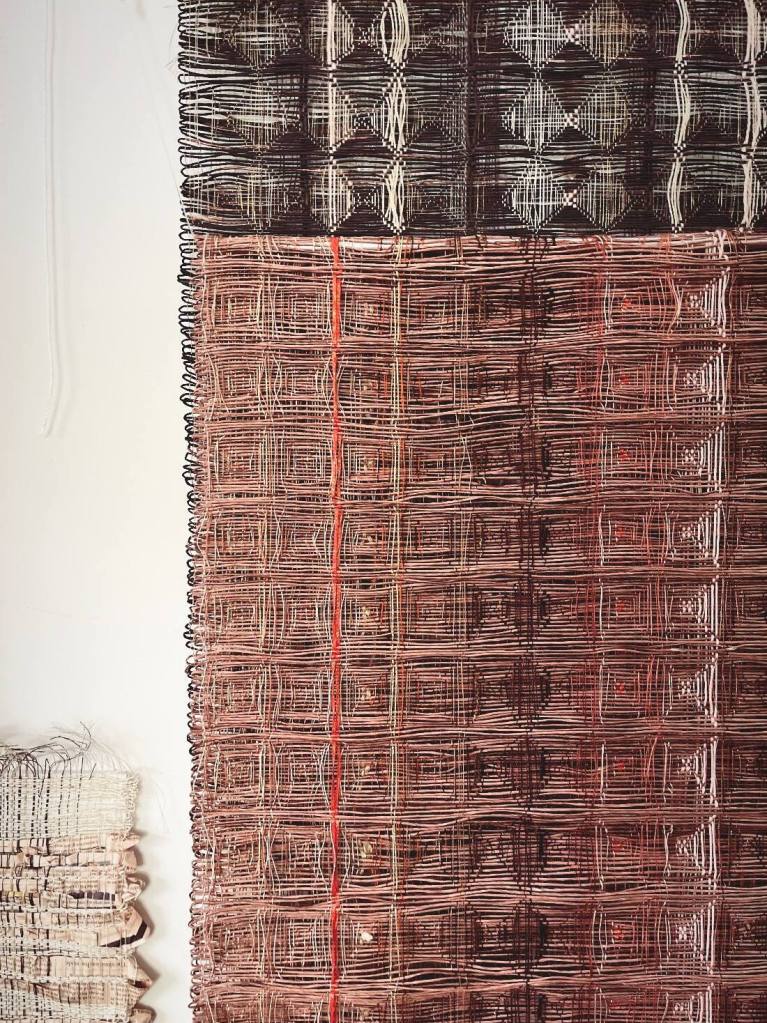 Paper wall hanging in dusty pink