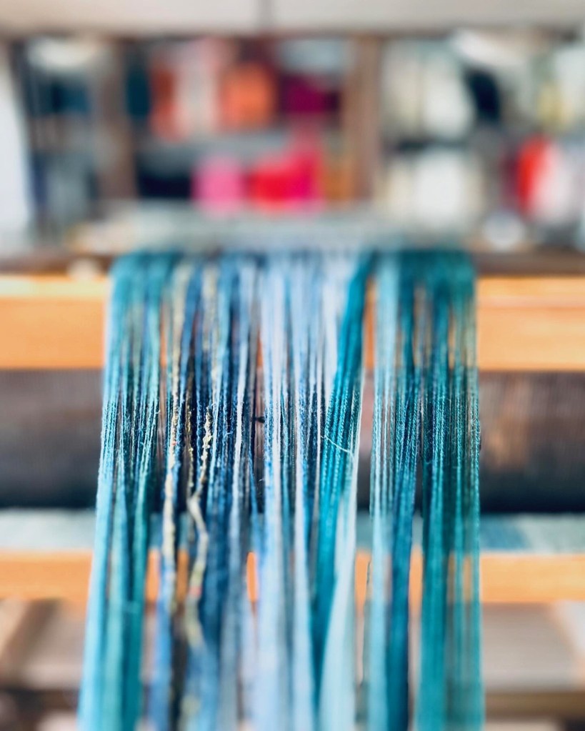 Warp waiting to be threaded on loom