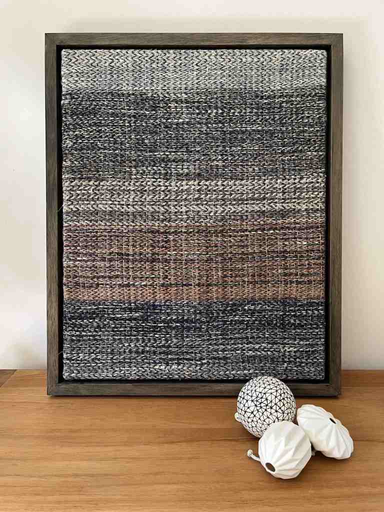 Framed woven artwork 'Writings of stones'