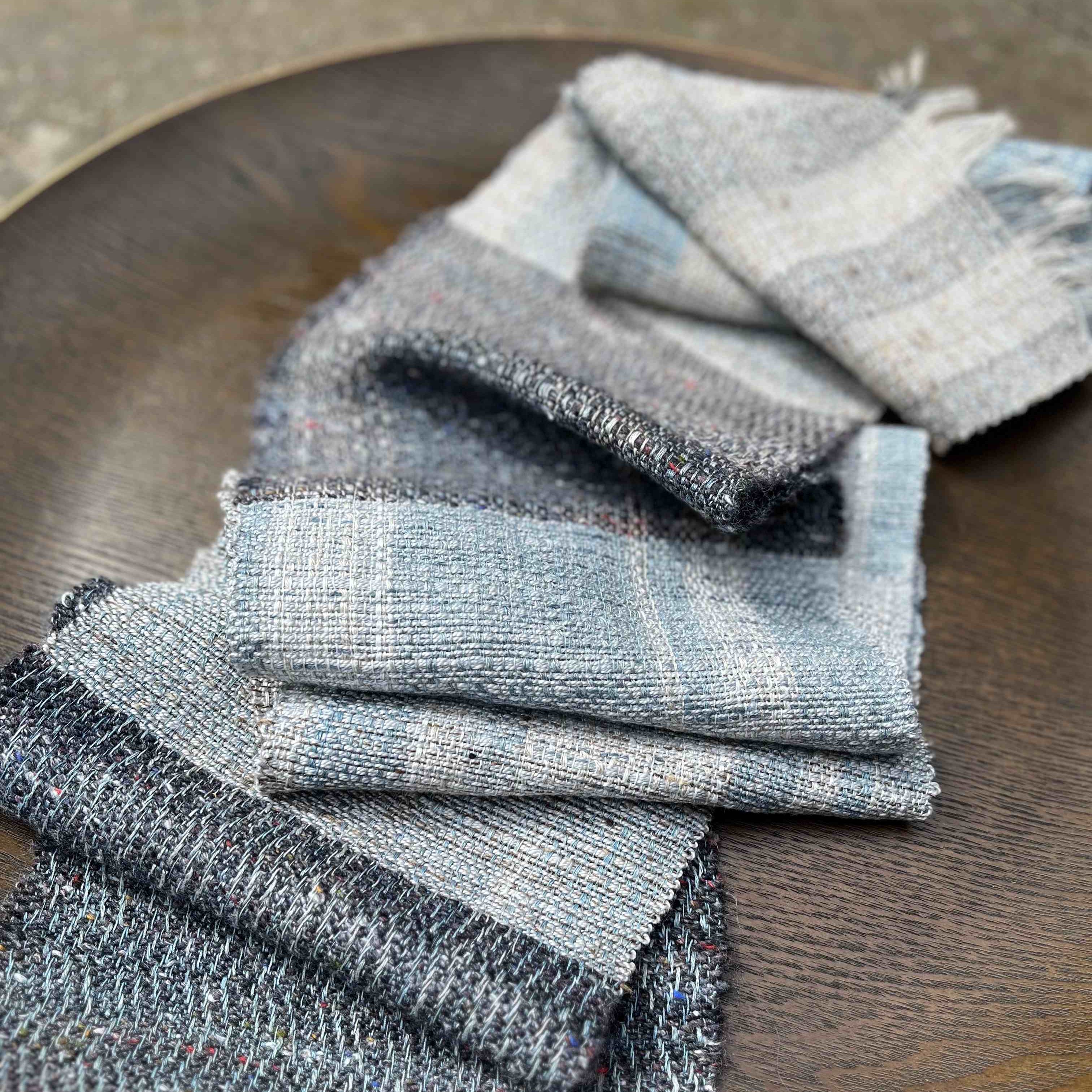 Handwoven silk, linen and cotton scarf