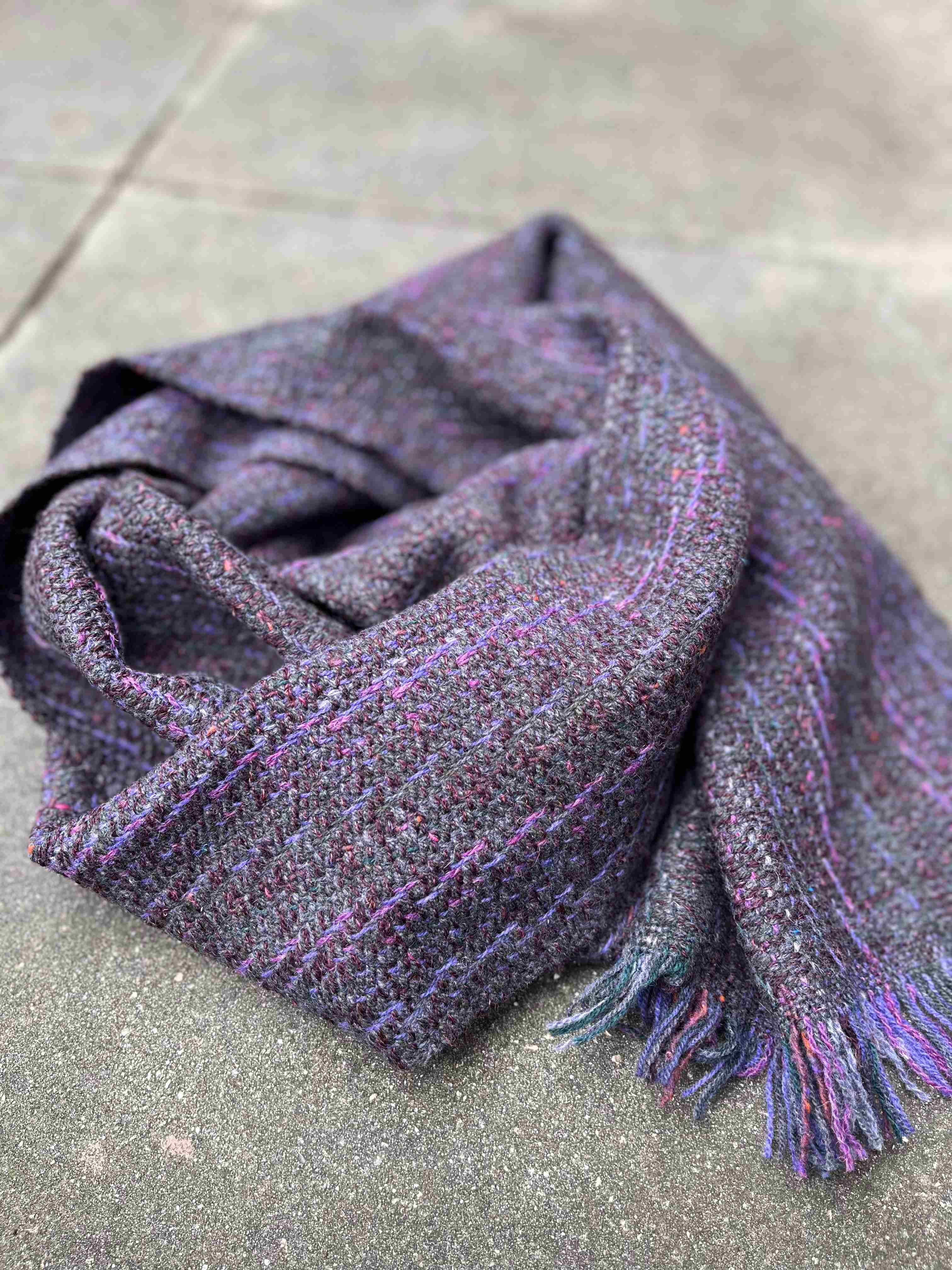 Purple and brown scarf