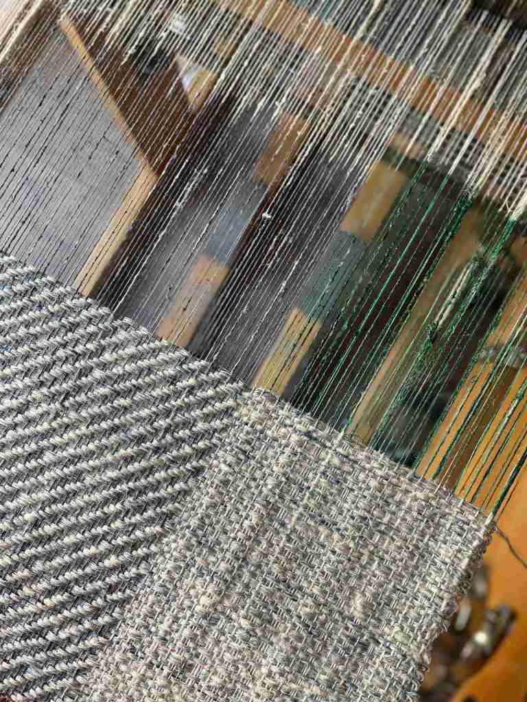 Handpainting the warp whilst on the loom