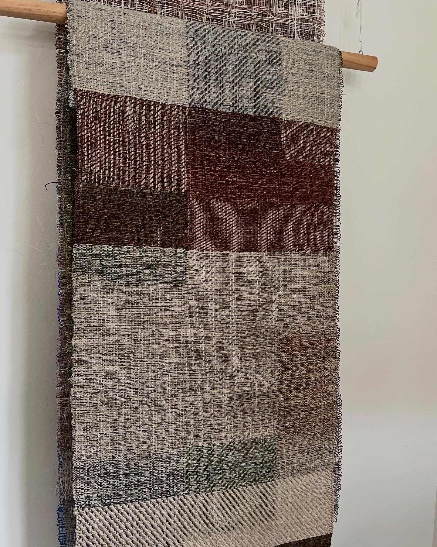 Woven painted warp just off the loom