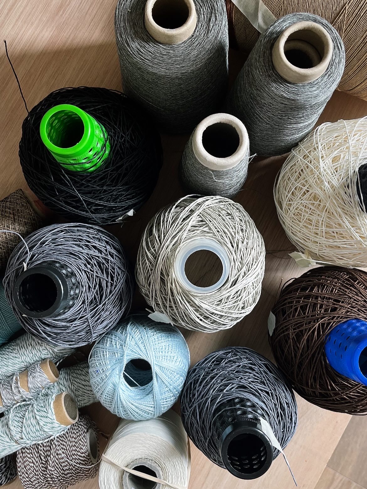 Yarns ready to be made into the warp