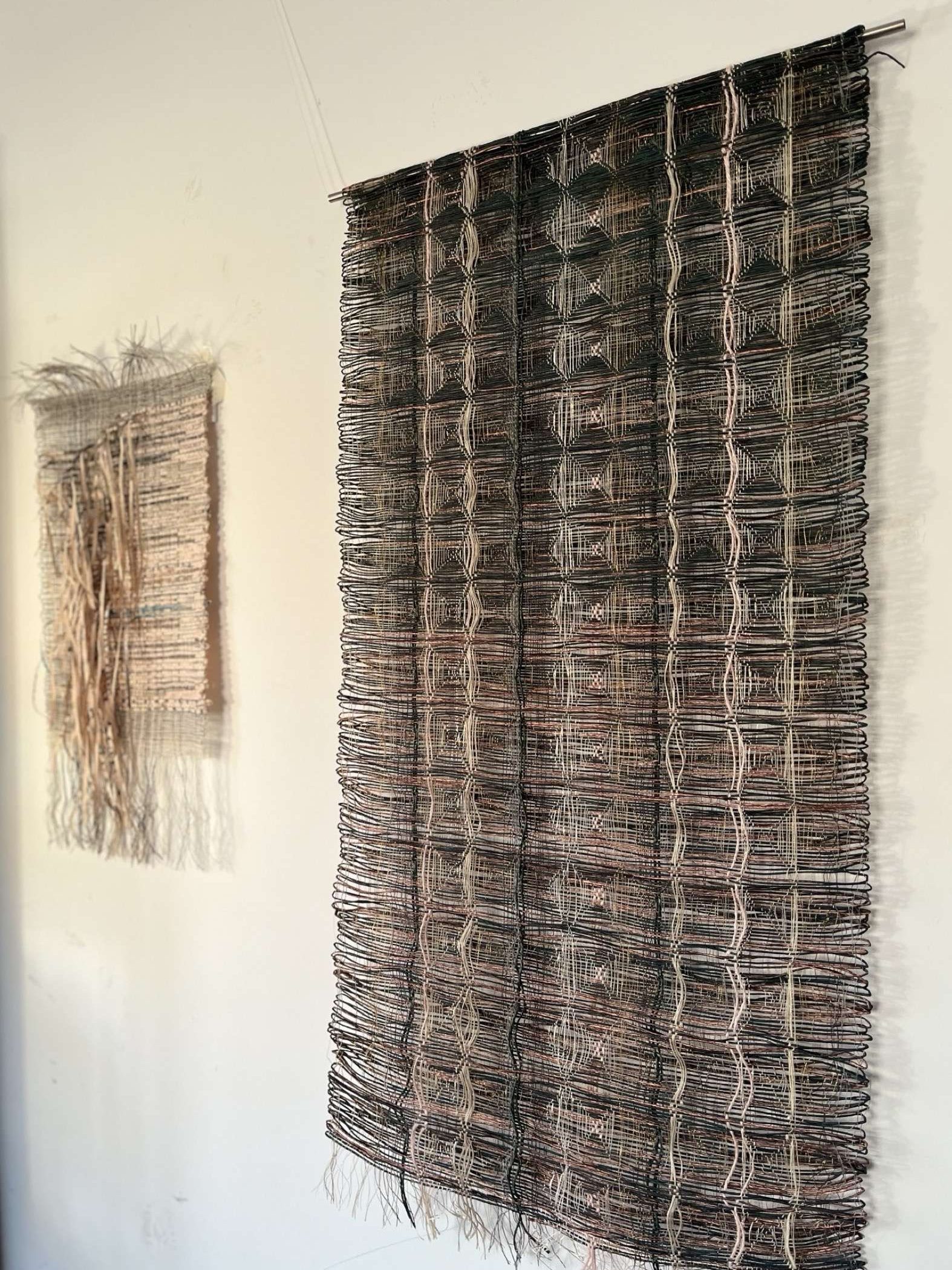 Woven paper honeycomb wall hanging