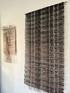 Woven paper honeycomb wall hanging