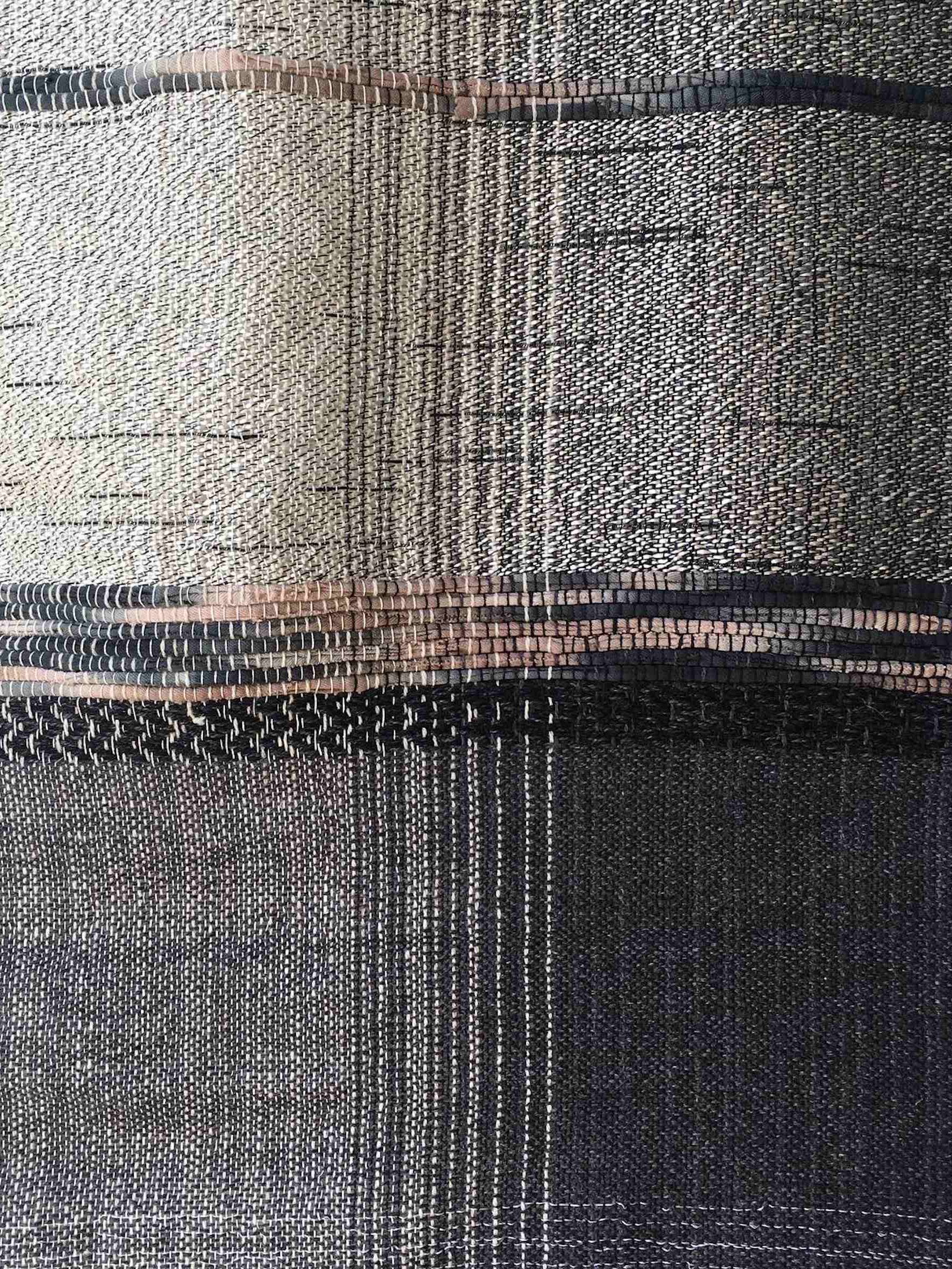 Handwoven textile art black and white
