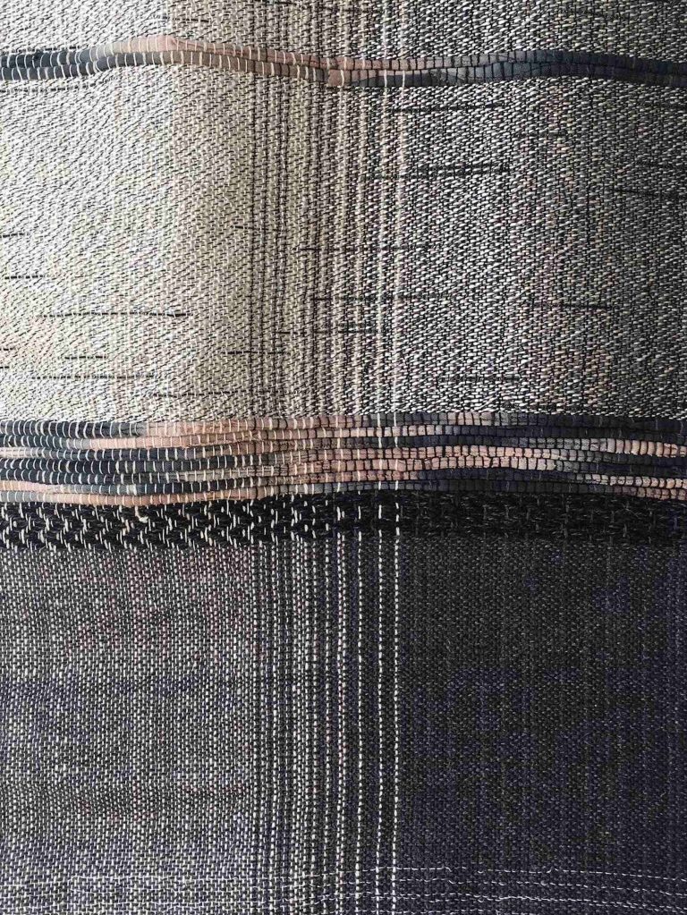 Handwoven textile art black and white